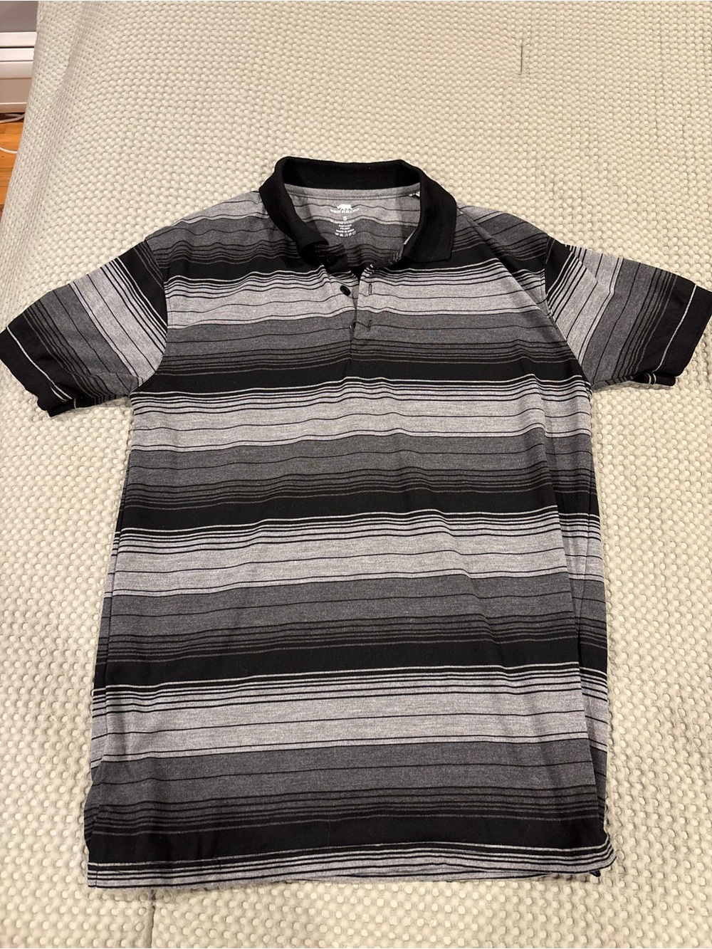 Men's Black & Gray Striped Polo Shirt